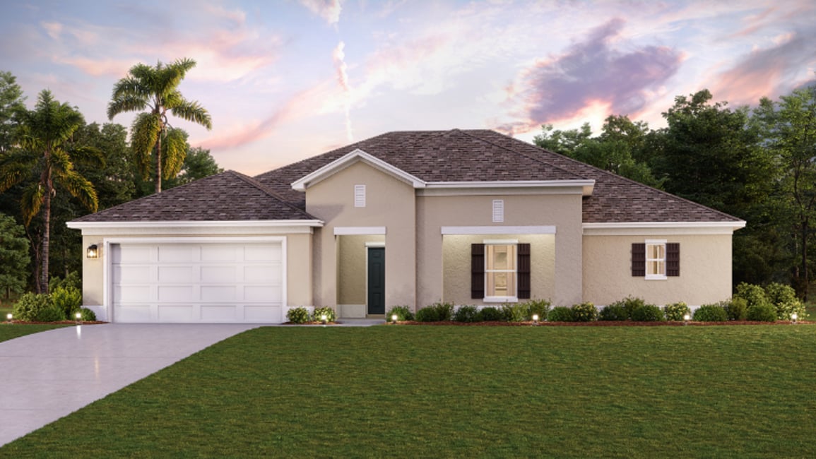 A house with a large lawn.