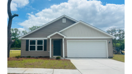 A house with a garage.