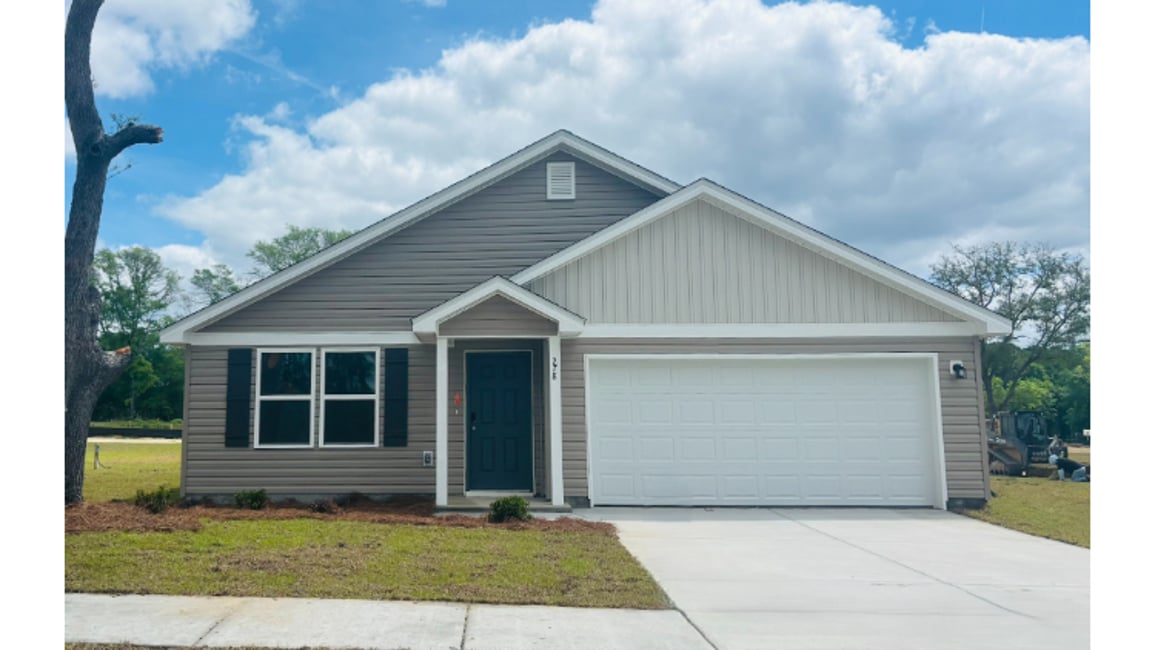 A house with a garage.