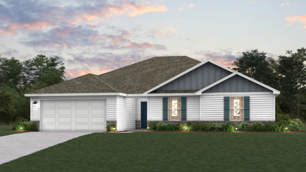 A house with a lawn in front of it.