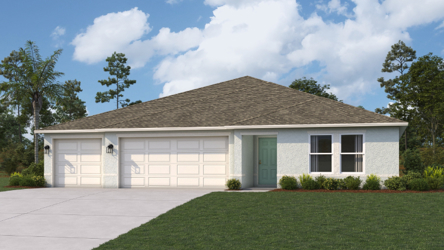 A house with a lawn.