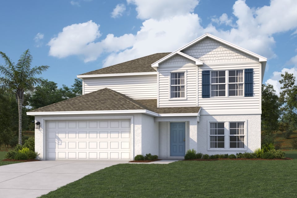 A house with a garage.