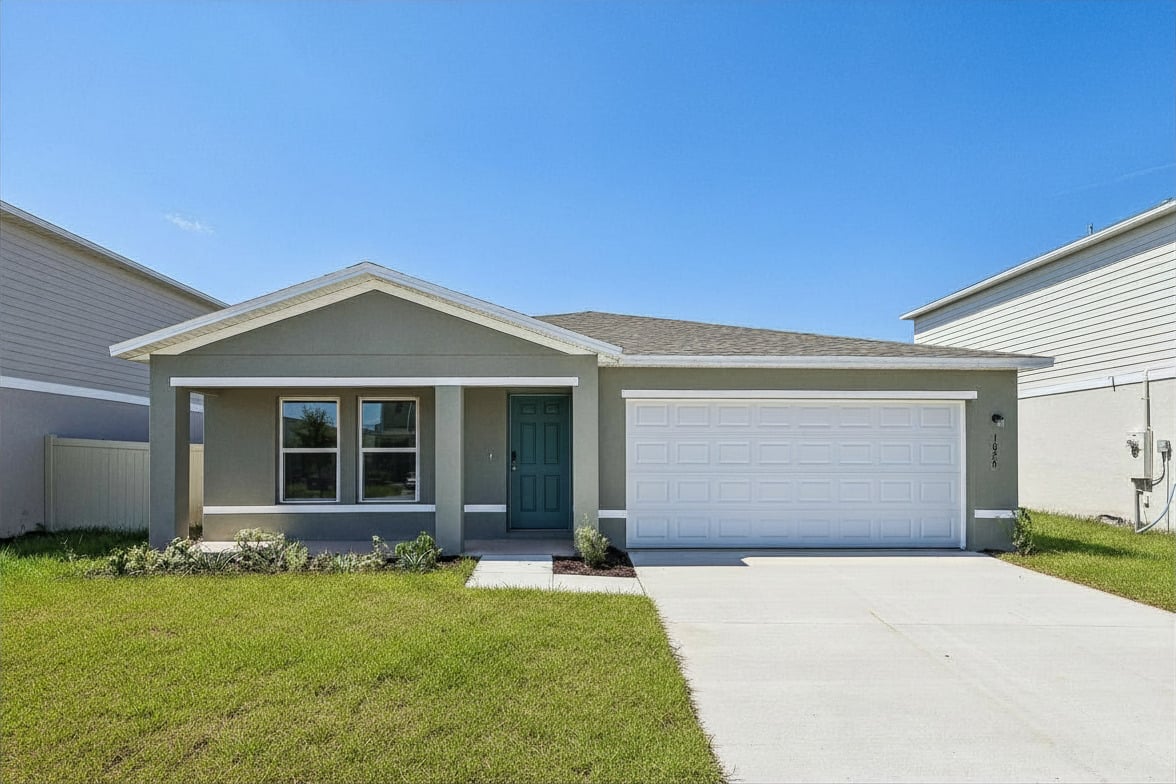 A house with a garage.