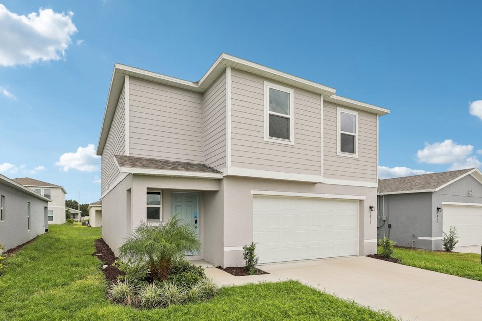 A house with a garage.