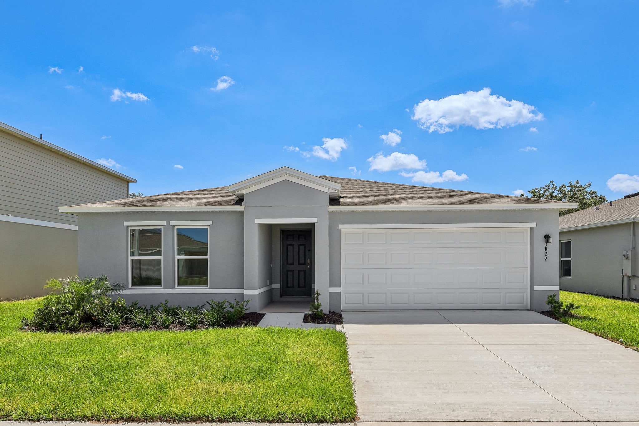 A house with a garage.