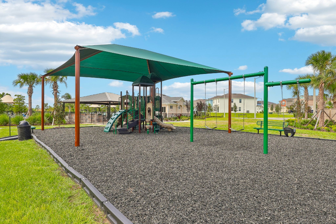 A playground with a slide.