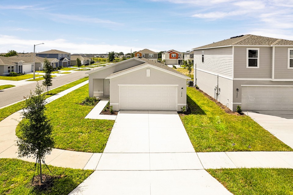 A house with a driveway.