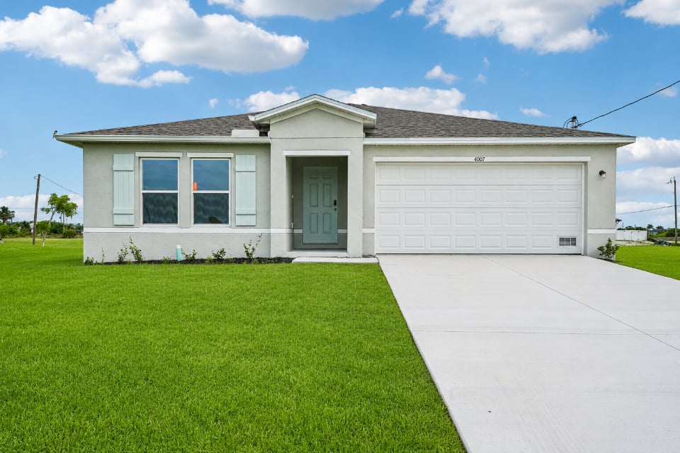 A house with a garage.
