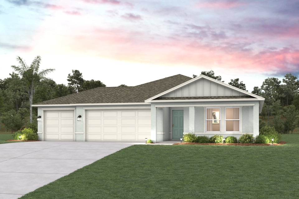 A house with a lawn.
