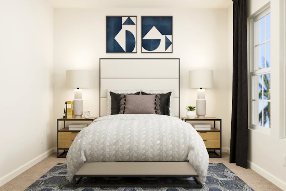 A bed in a room.