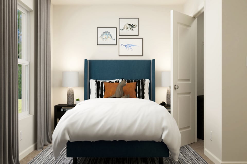 A person lying on a bed.