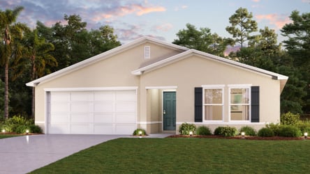 A house with a lawn and trees.