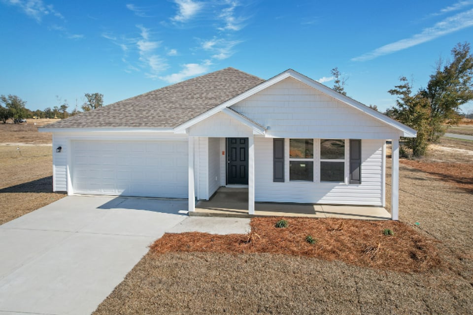 A house with a garage.