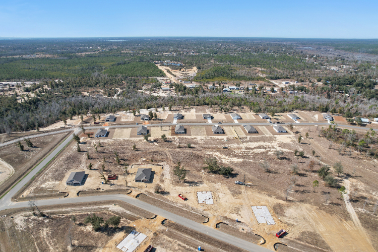 A large area with many buildings.
