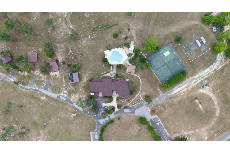 A high angle view of a town.