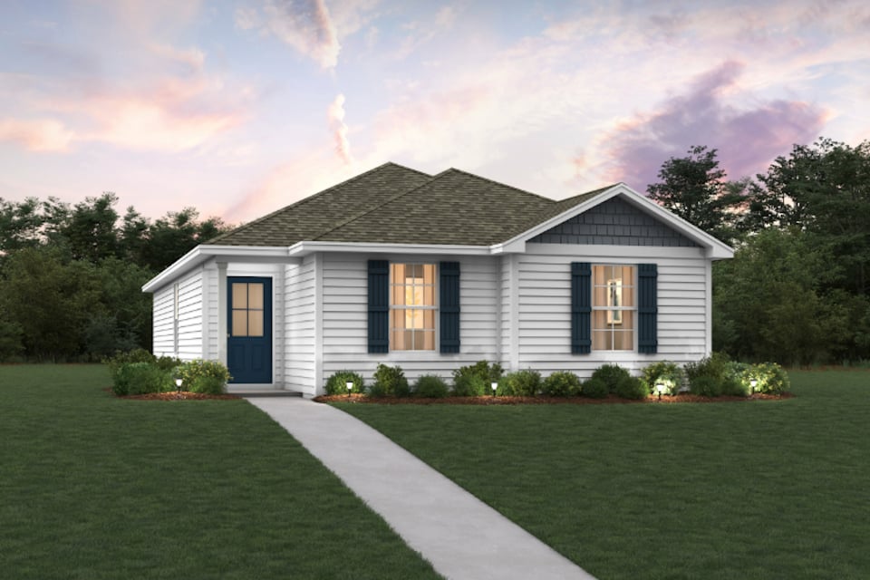 A house with a driveway.