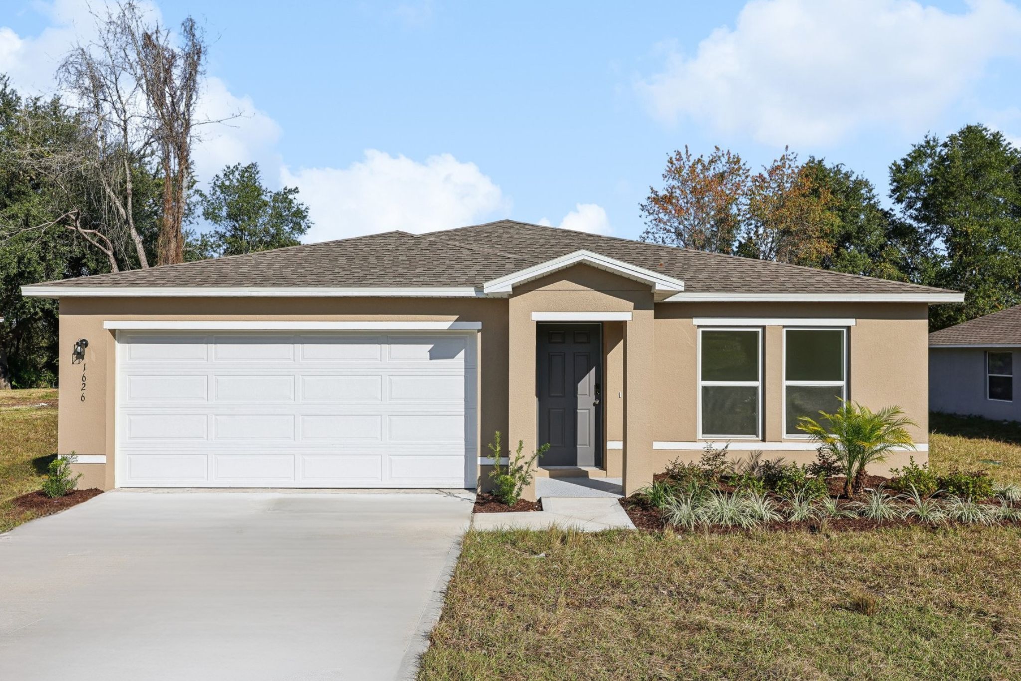 A house with a garage.
