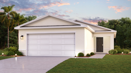 A white house with a driveway.