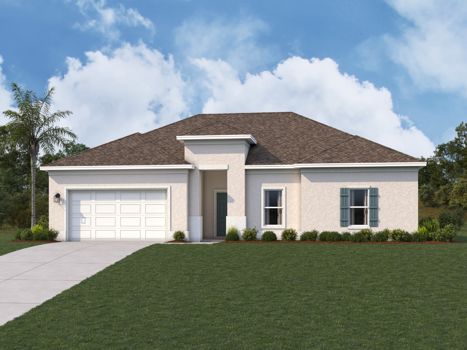 A house with a lawn.