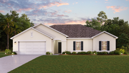 A house with a lawn.