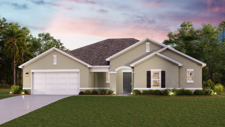 A house with a lawn.