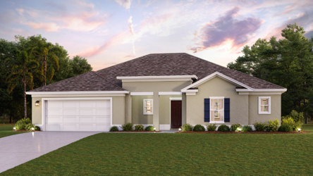 A house with a lawn.