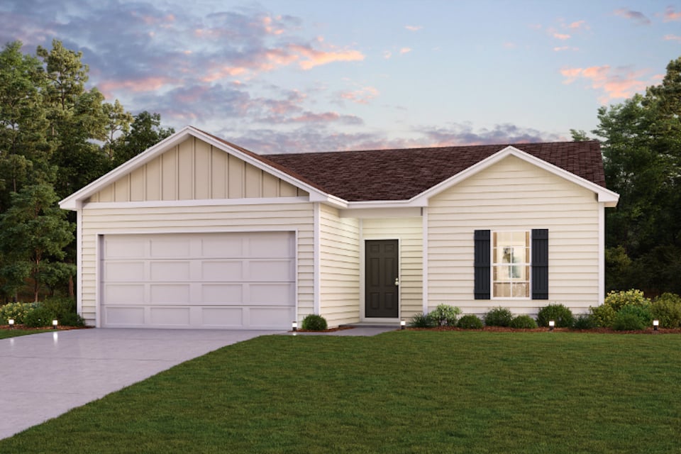A house with a garage.