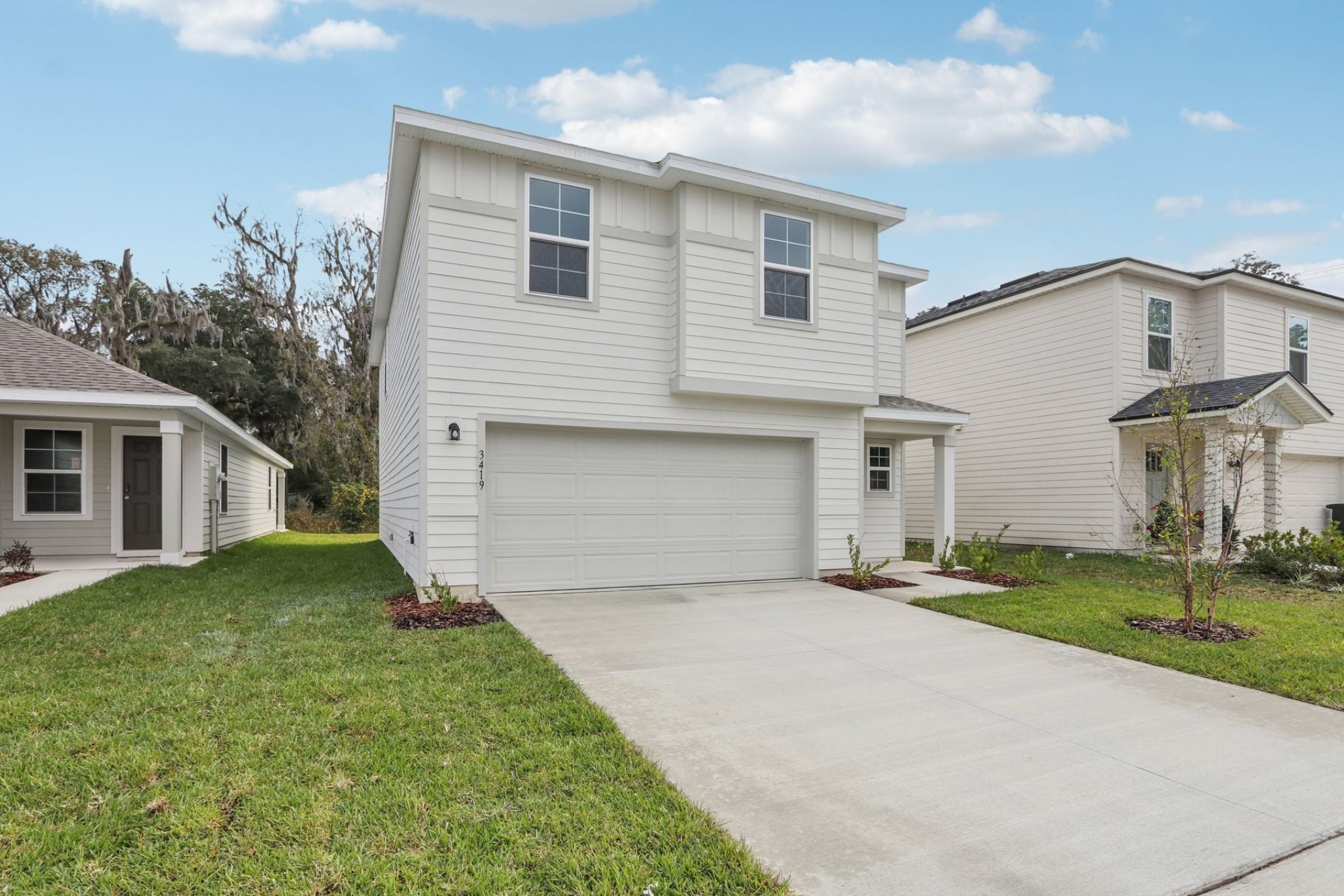 A house with a garage.