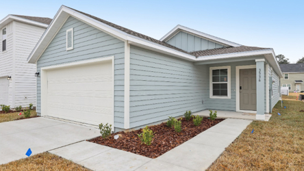 A house with a garage.