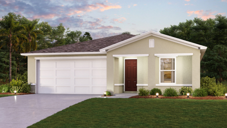 A house with a lawn.