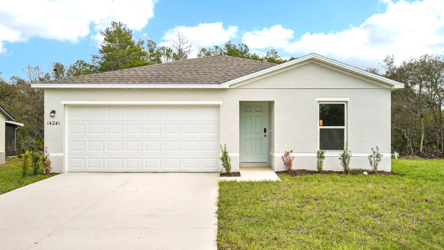 A house with a garage.