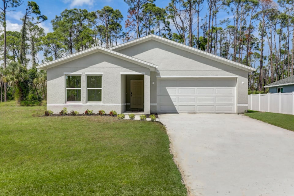 A house with a garage.