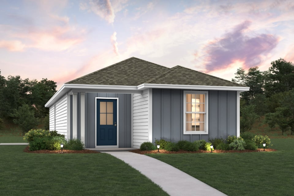 A house with a driveway.