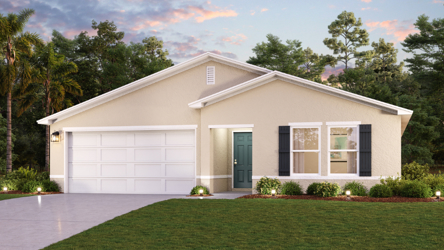 A house with a lawn.