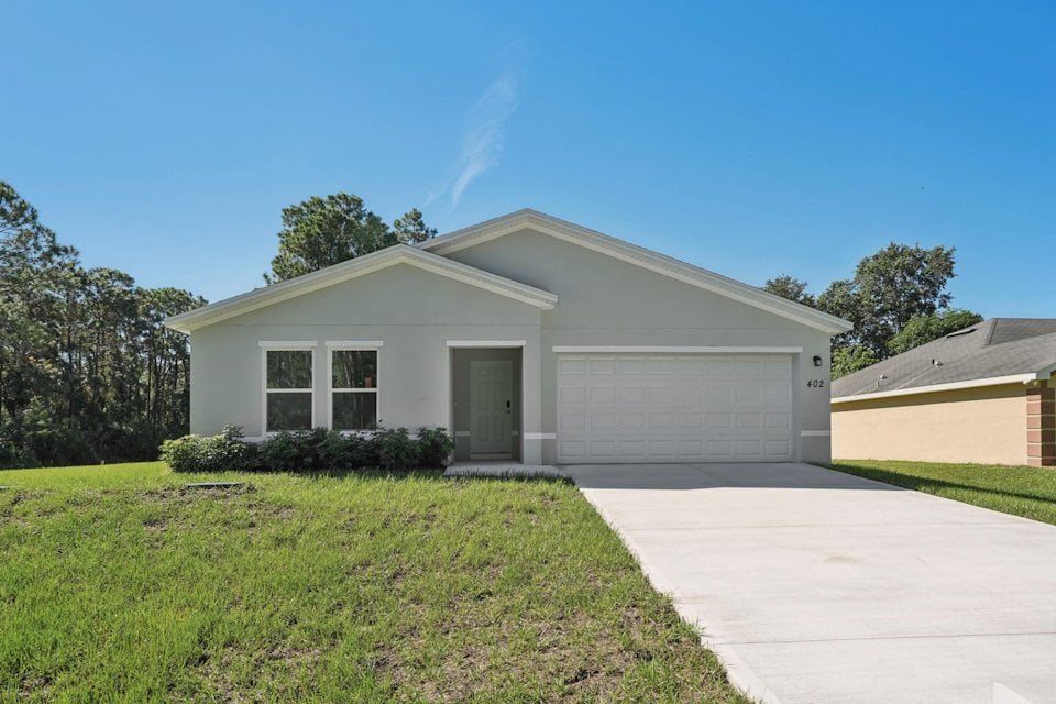 A house with a driveway.