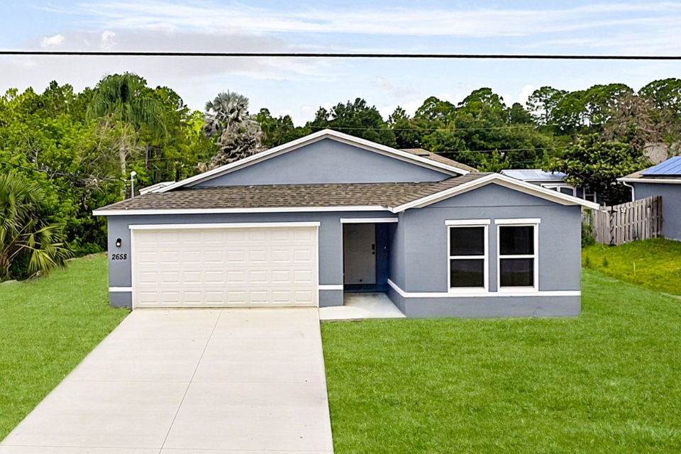 A house with a garage.
