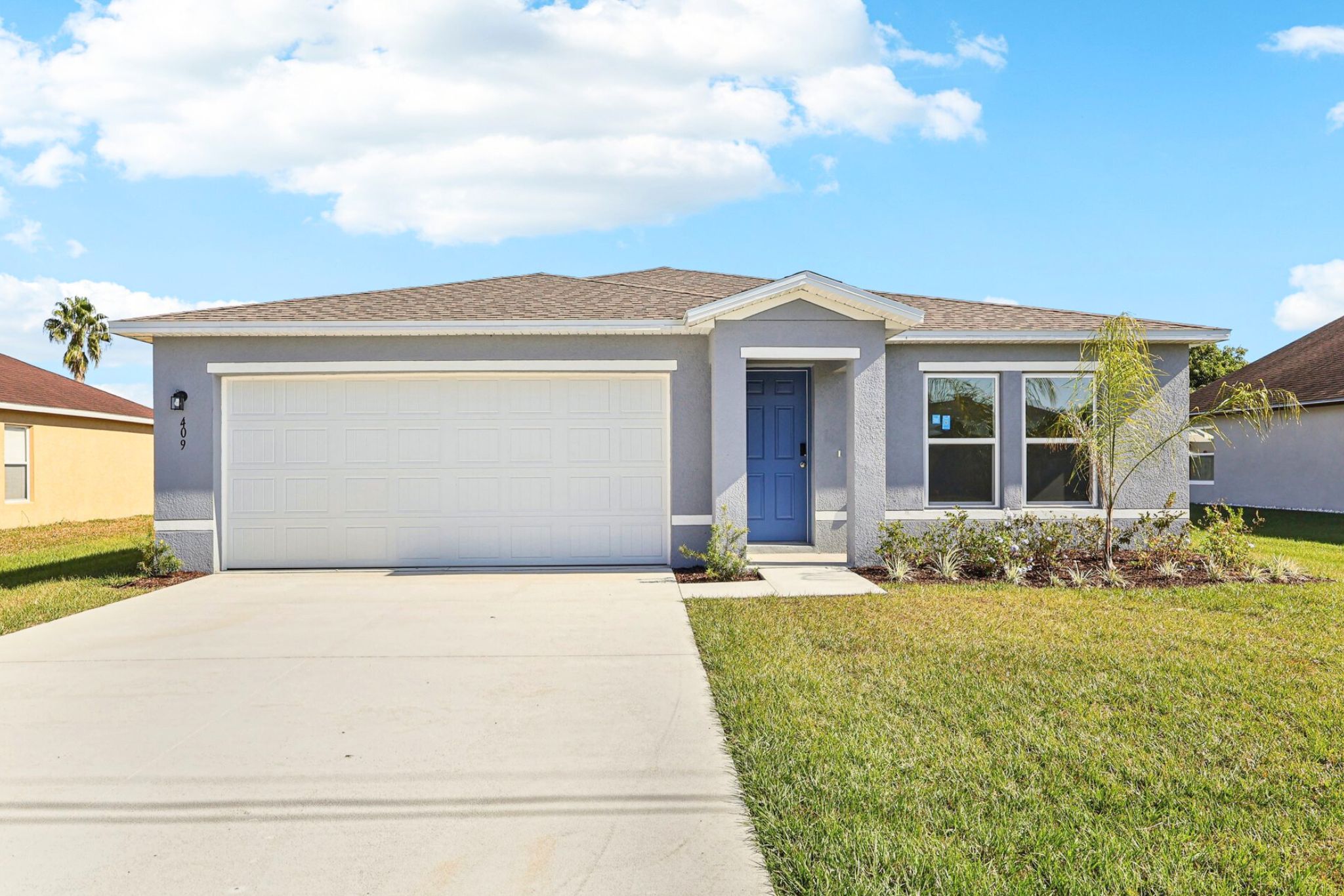 A house with a garage.
