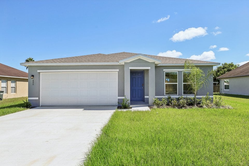 A house with a garage.