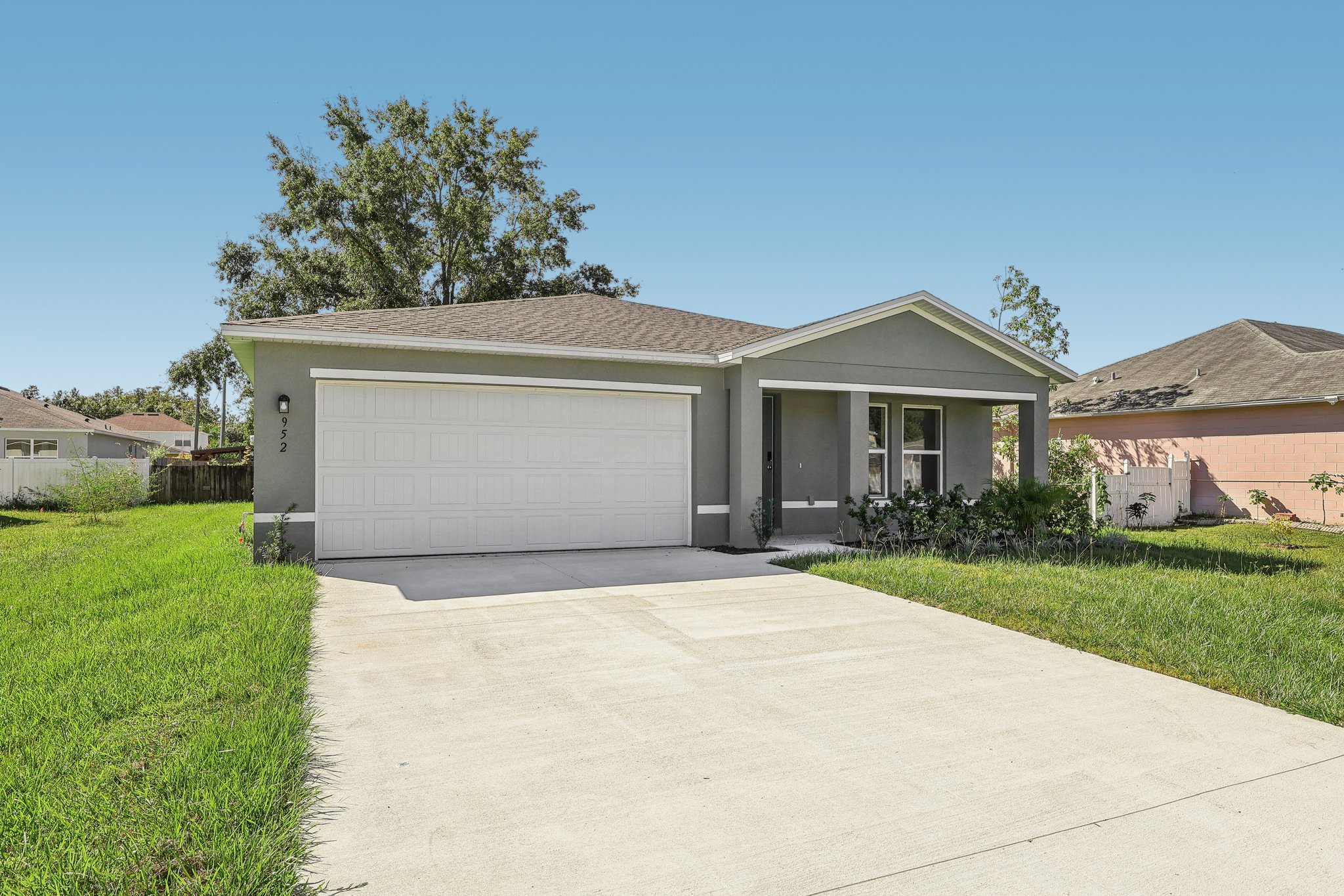 A house with a garage.