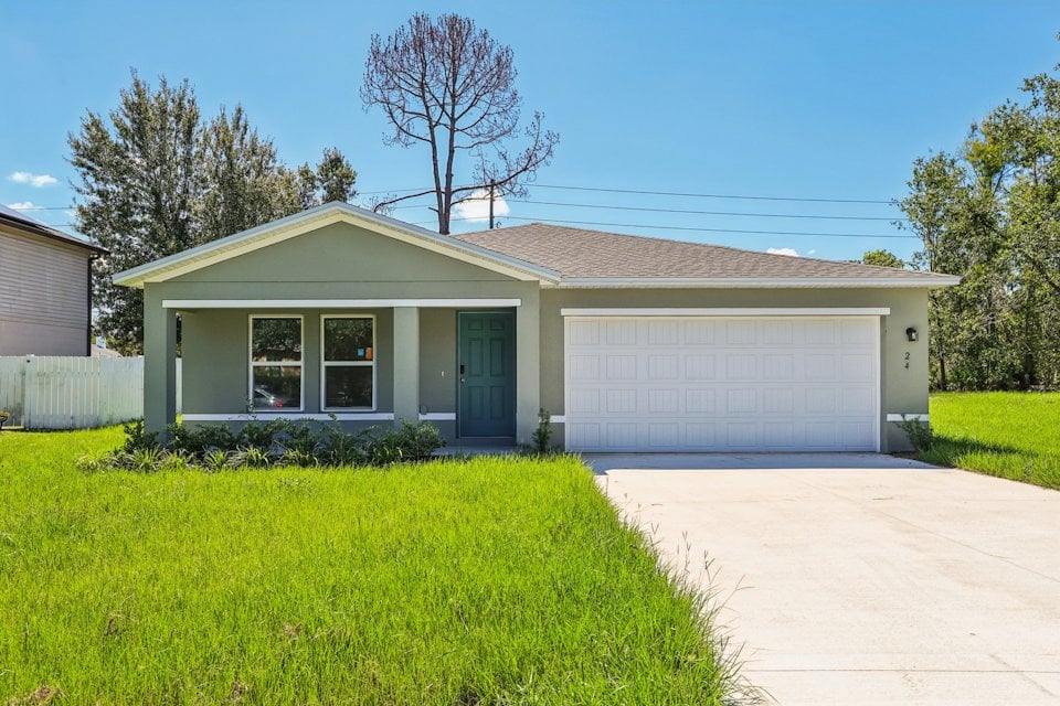A house with a garage.