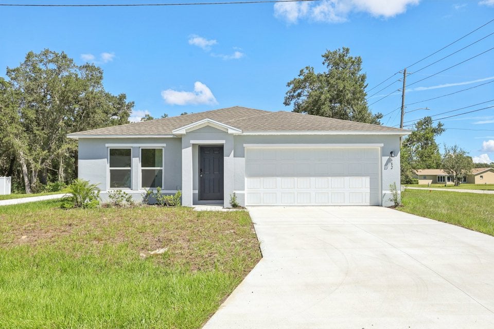 A house with a garage.