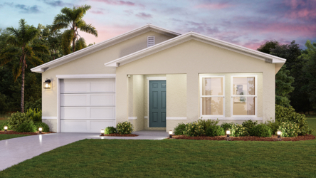 A house with a lawn.