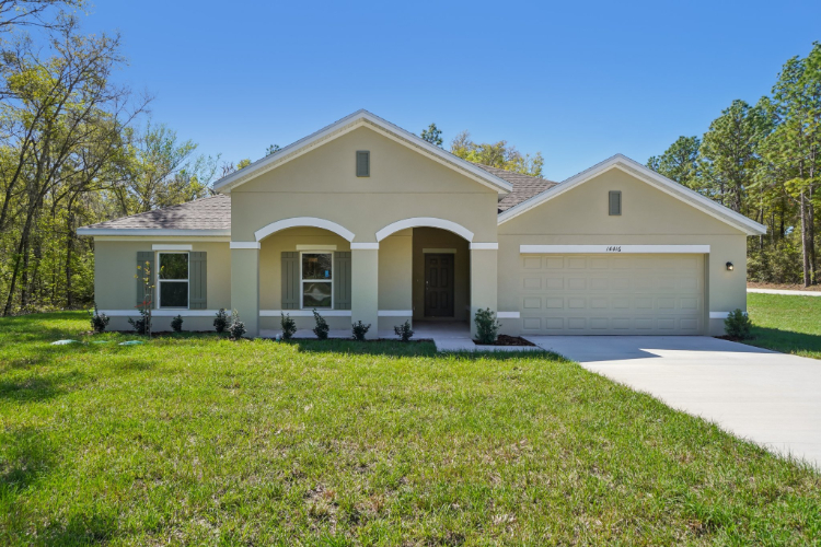 A house with a lawn.