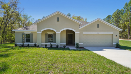 A house with a lawn.