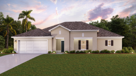 A house with a large lawn.