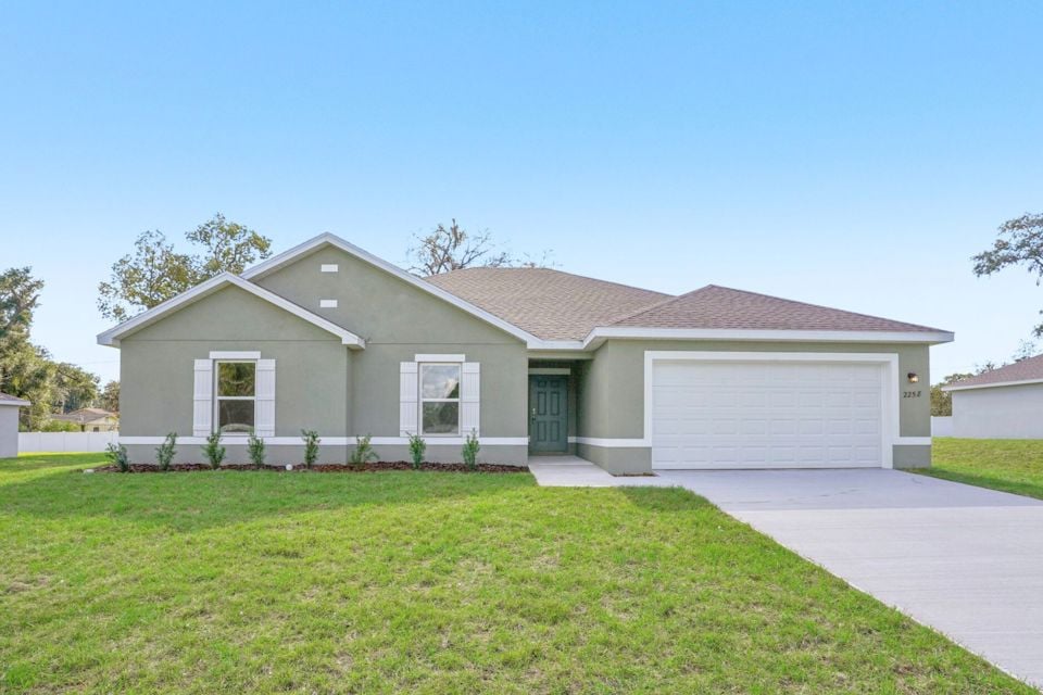 A house with a garage.