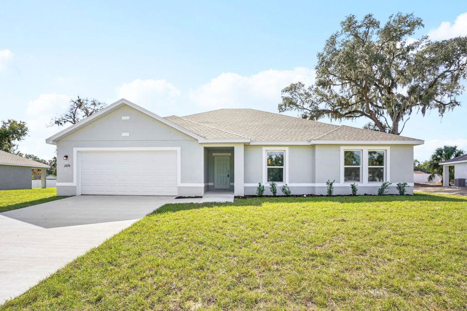 A house with a garage.