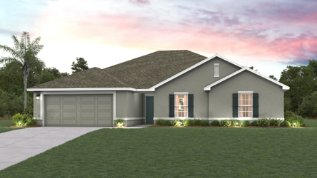 A house with a green lawn.