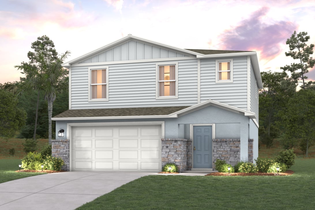 A house with a garage.