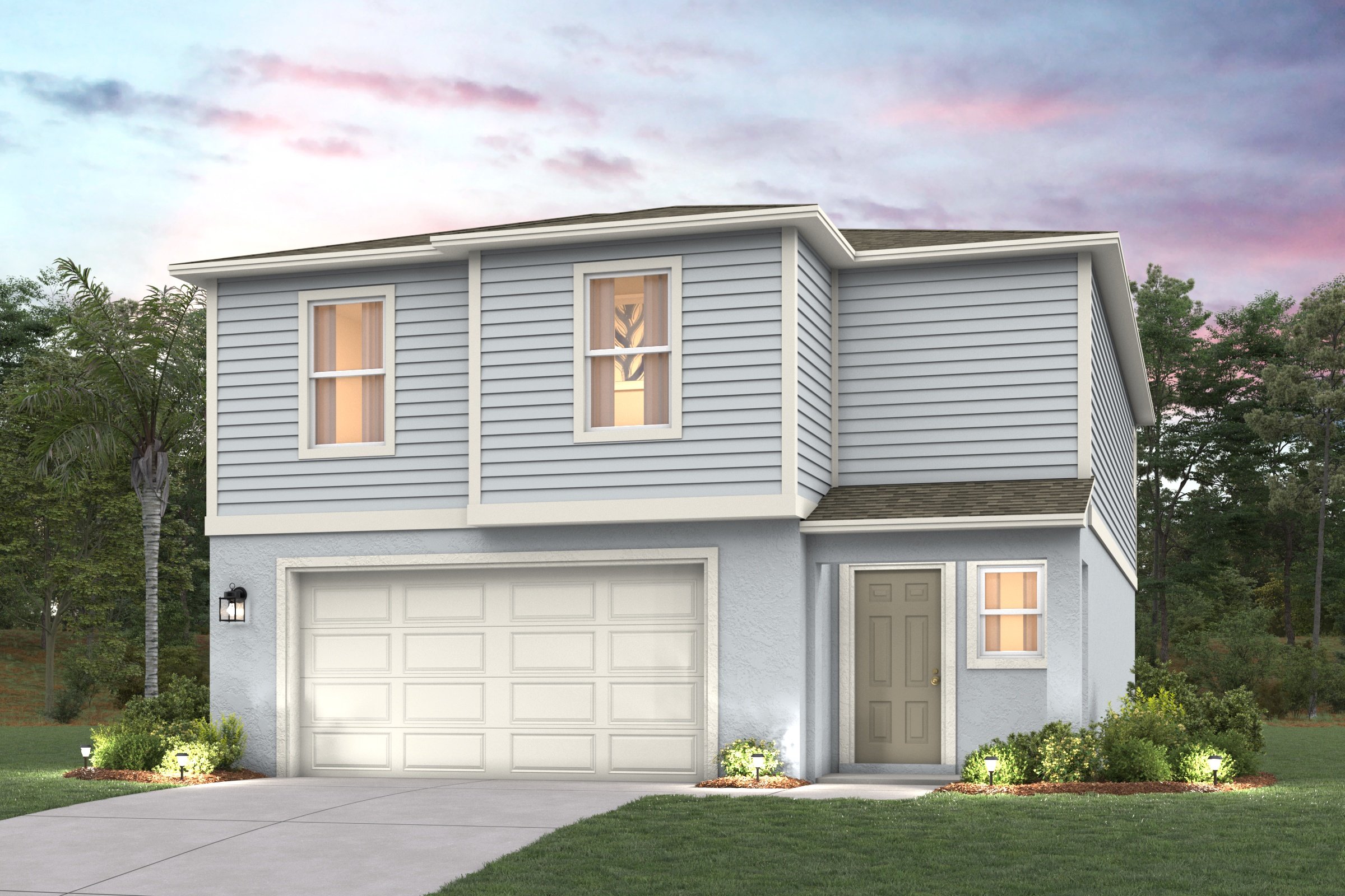 A house with a garage.